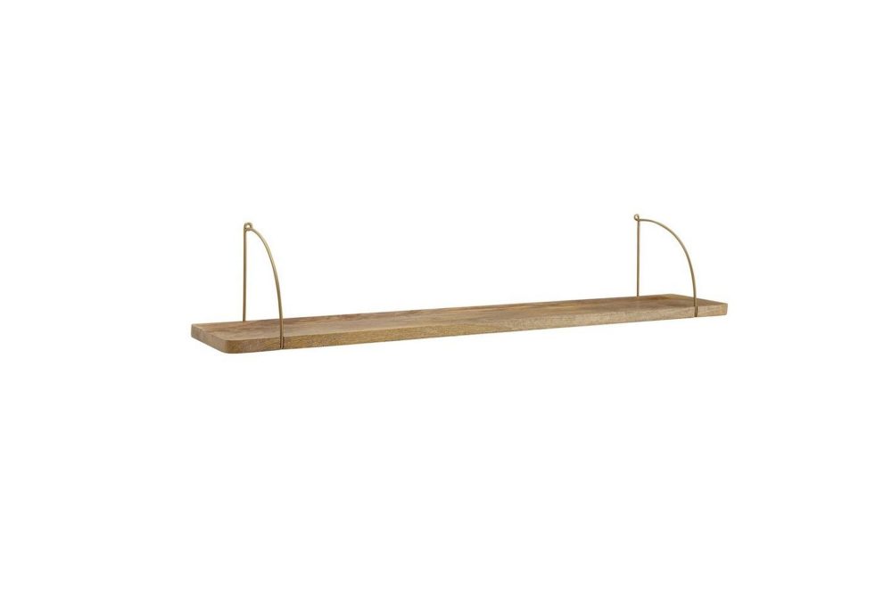 Vägghylla Wohnling massivt trä, metallhänghylla, industriell loftstil 120 cm