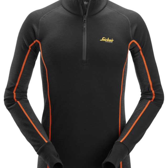 UNDERSTÄLLSTRÖJA SNICKERS WORKWEAR HALV ZIP, SVART STL XXL