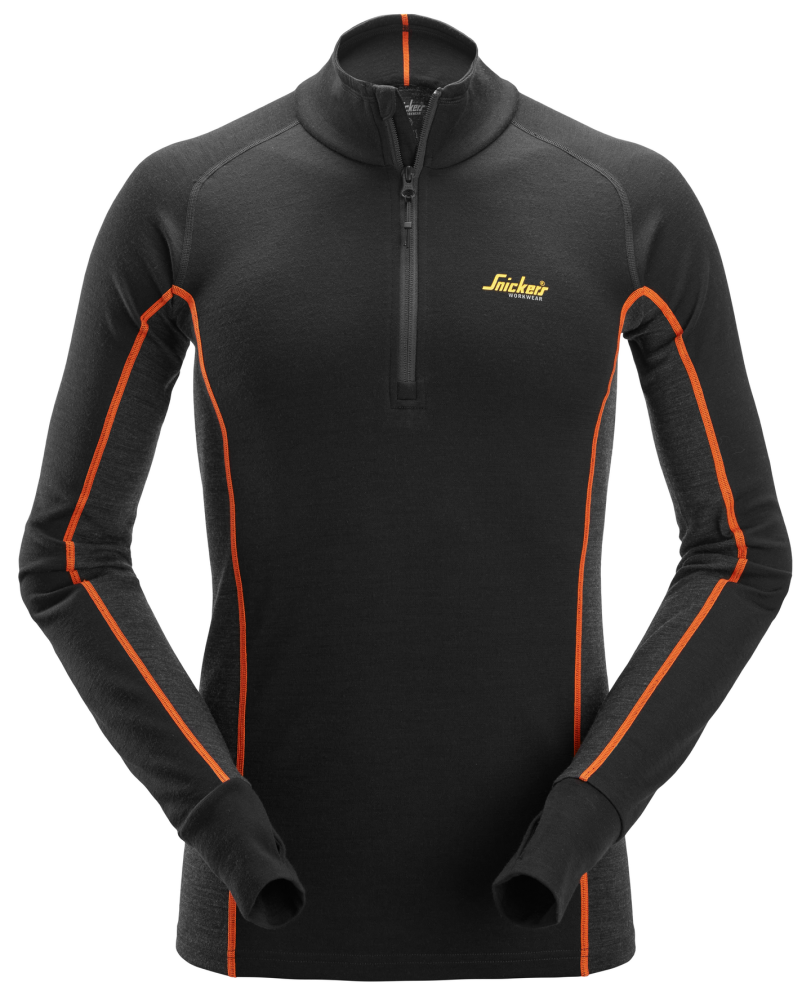 UNDERSTÄLLSTRÖJA SNICKERS WORKWEAR HALV ZIP, SVART STL XXL