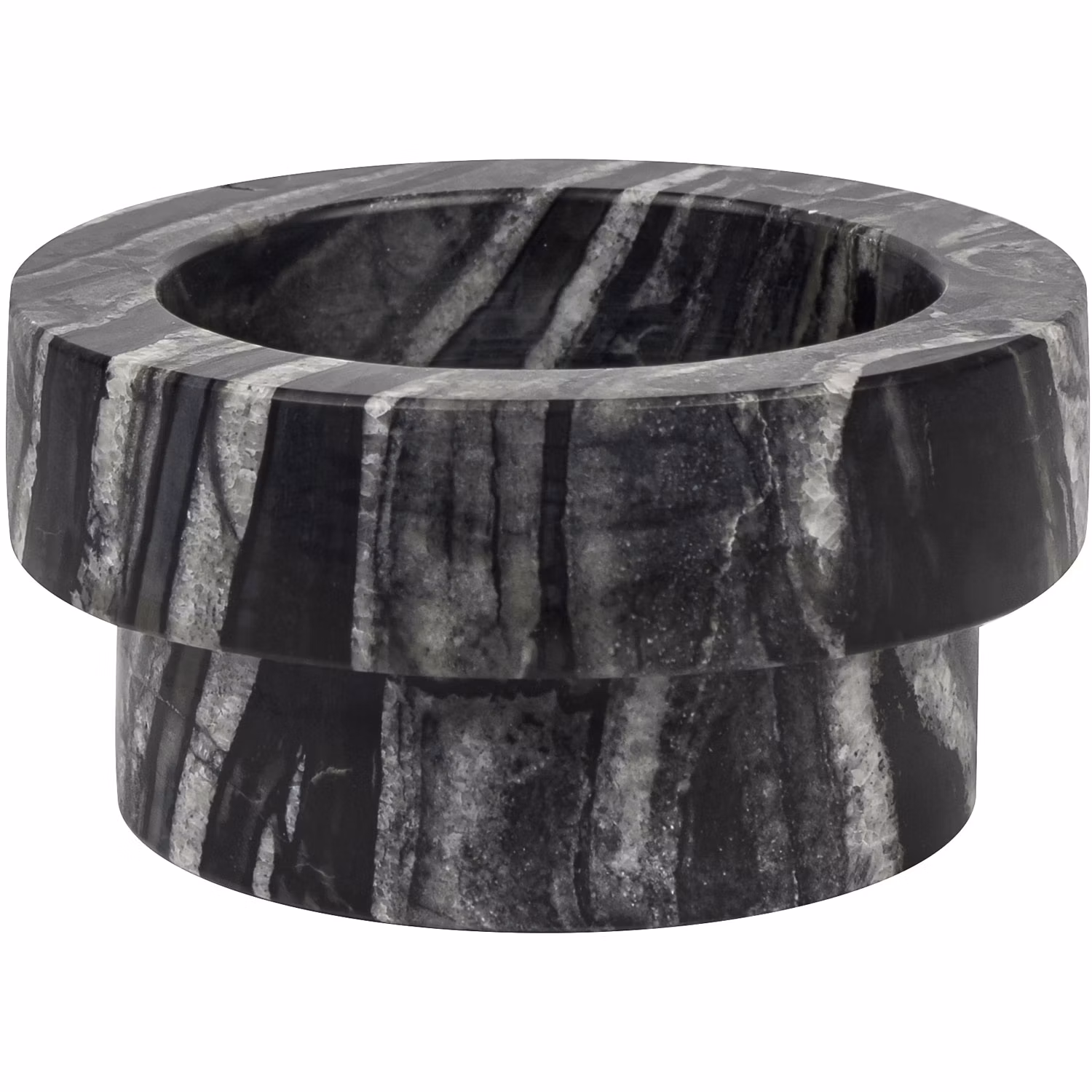 MARBLE Ljushållare Låg, Svart/Grå