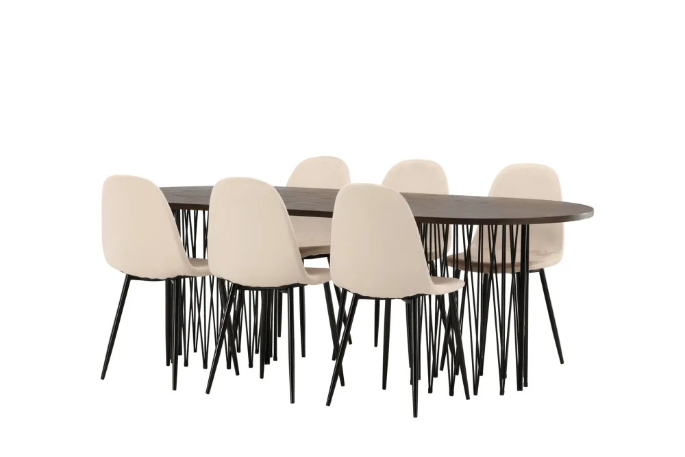 Matgrupp Alismo 220 cm Oval med 6 Nicci stolar