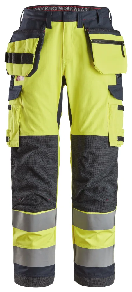 Snickers Workwear 6261 ProtecWork Arbetsbyxa varsel, gul/marinblå, med hölsterfickor 54