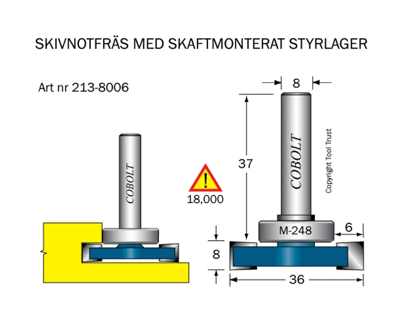 Cobolt Skivnotfräs L=8 / F=6 D=36