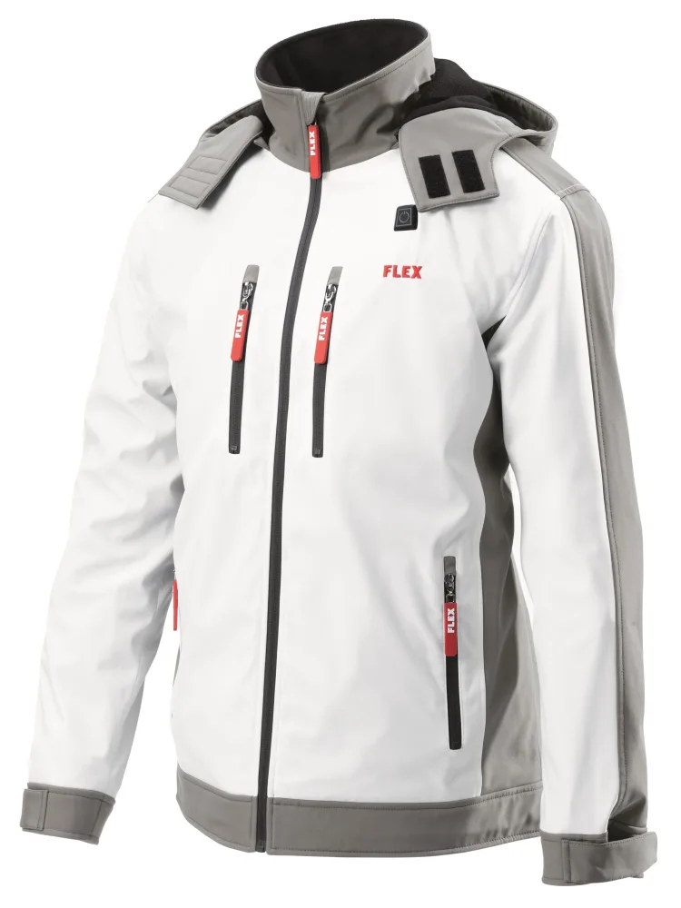 Flex TJH Värmejacka vit, softshell, utan batteri och laddare S
