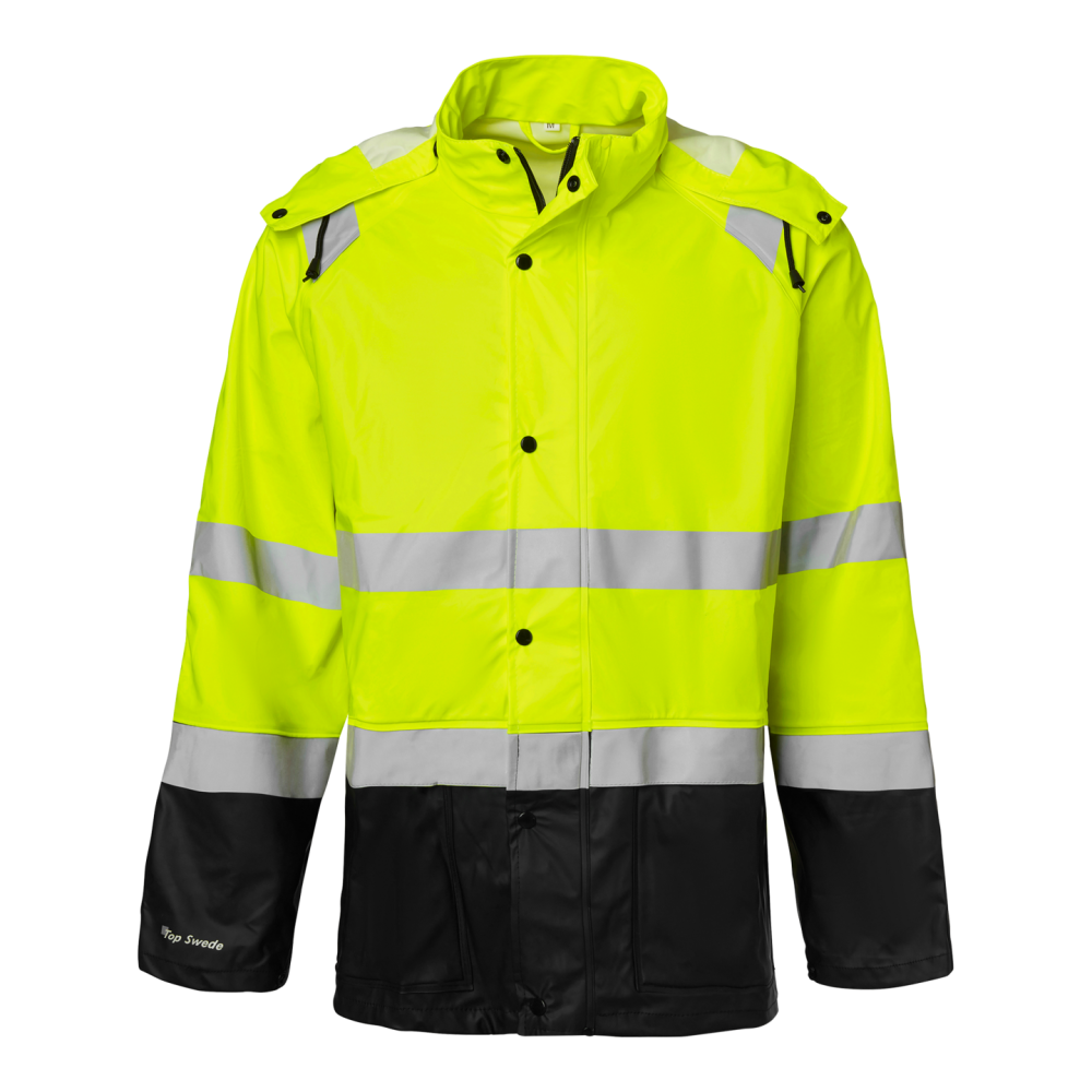 REGNJACKA TOP SWEDE VARSEL GUL/SVART XL
