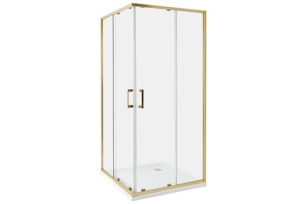 Duschväggar Tela Transparent/guld, 90x90x185 cm