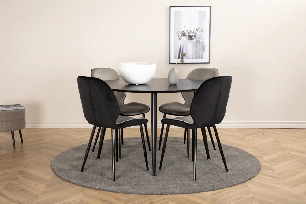 Dipp Matgrupp 115 cm Rund med 4 Emma stolar