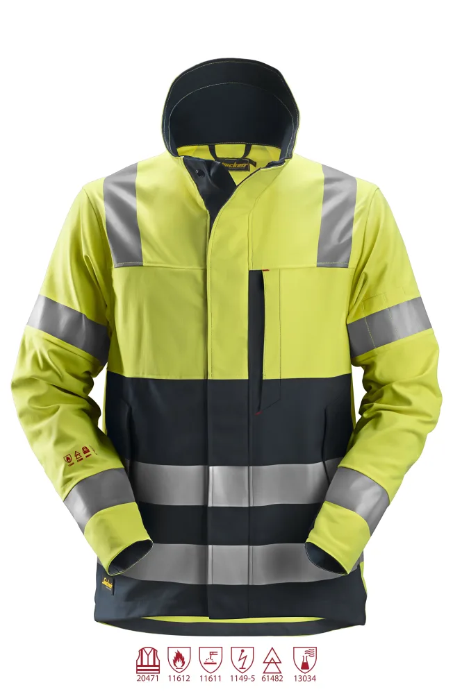 Snickers Workwear 1561 ProtecWork Jacka varsel, marinblå/gul, lång XXL Lång
