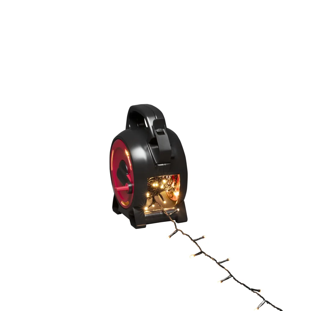 Konstsmide 3834-107 Sladdvinda varmvita, svart soft-kabel 27.93 m