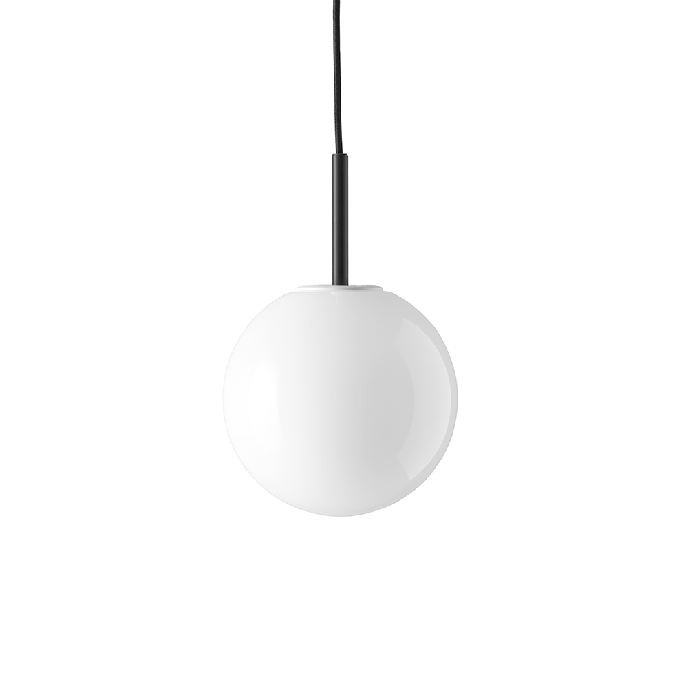 TR Bulb pendel, opal shiny, svart fäste