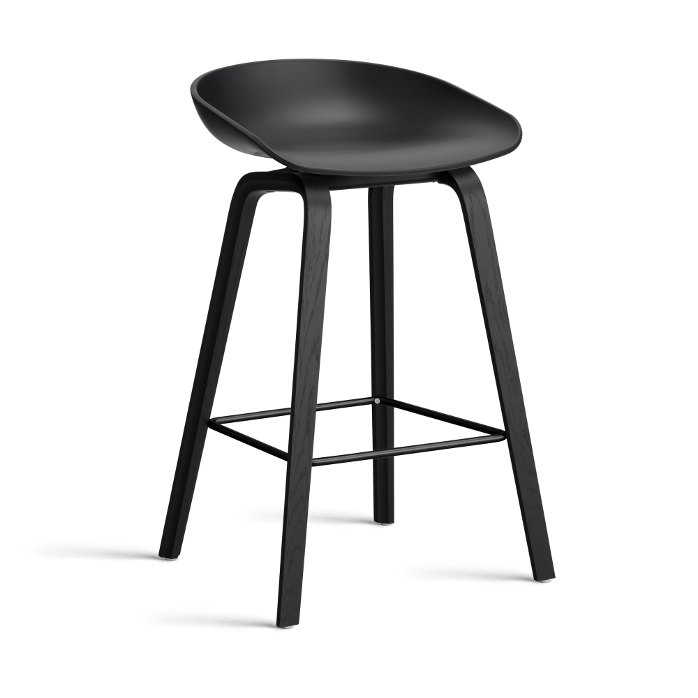 About a Stool 32 Low barstol svart ekstativ 2.0, Svart-svart stålstöd