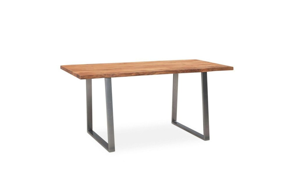 Matbord Wohnling Massivt trä med trädkanter, rektangulär, lantlig stil Silver, Rak, 140x80 cm