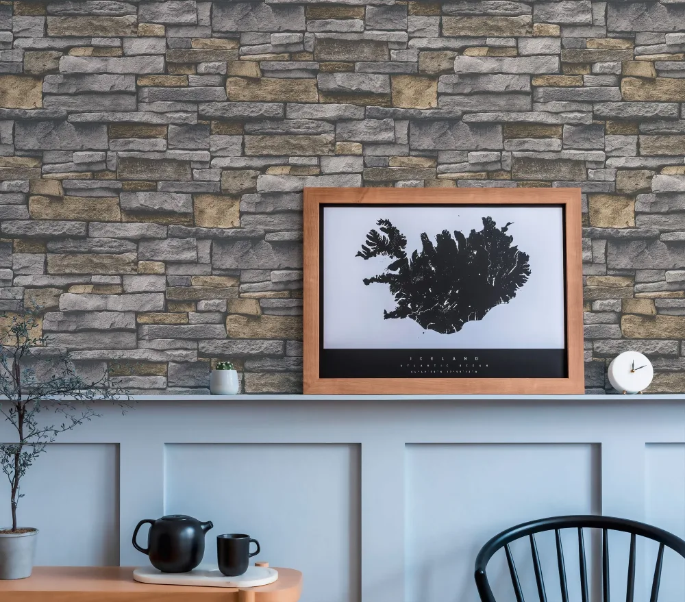 Living Walls Best of Wood´n Stone III T8131 Tapet Gul/grå
