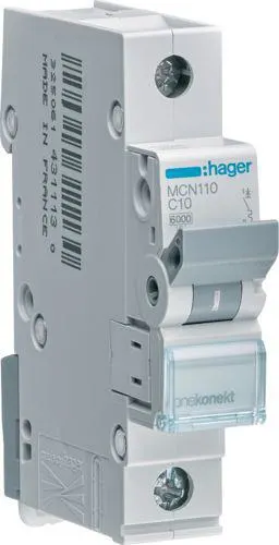 Hager MCN163 Dvärgbrytare 1-pol, 6kA, C-karakteristik 63A