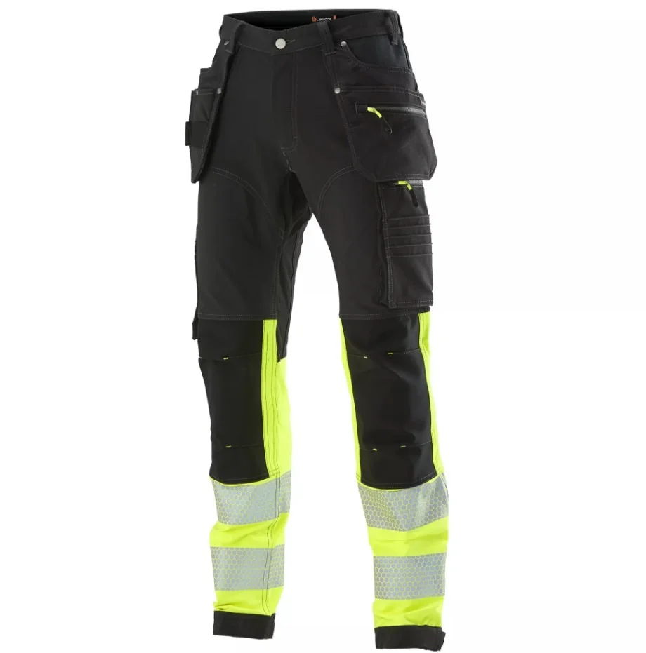 L.Brador 1021P Arbetsbyxa svart/hi-vis gul, klass 1 D112