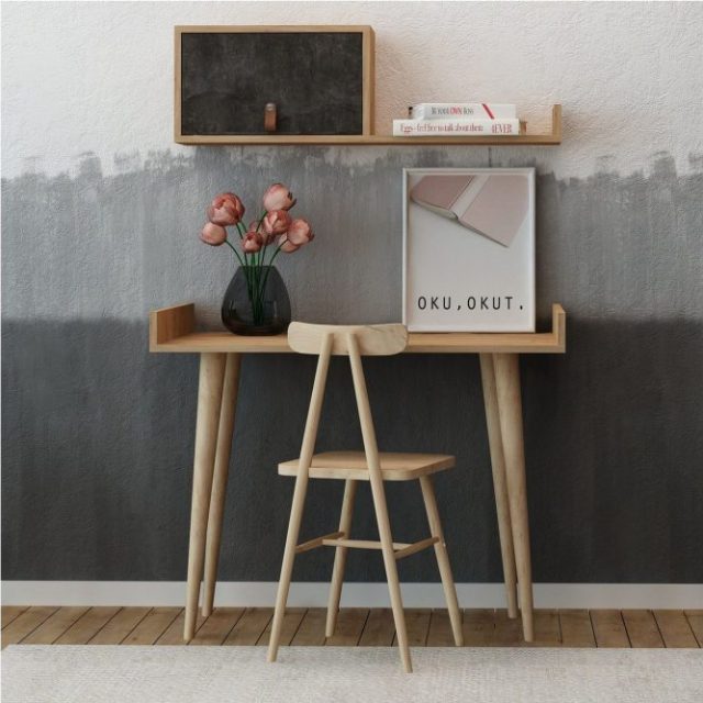 Skaberg Skrivbord 100 cm med Förvaring Vägghylla