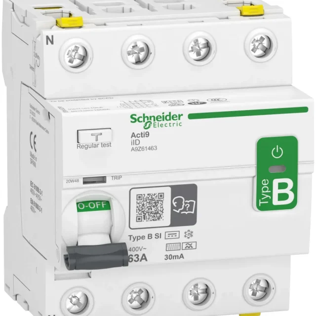Schneider Electric Acti9 iID Jordfelsbrytare B-SI, 4-polig 63A, 500mA