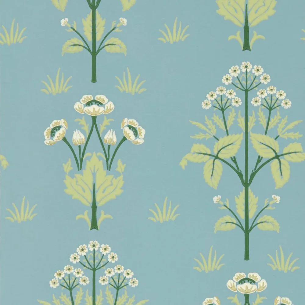 Morris and Friends Meadow Sweet Mineral Blue Mfrw217367 Tapet | Stuvbutiken