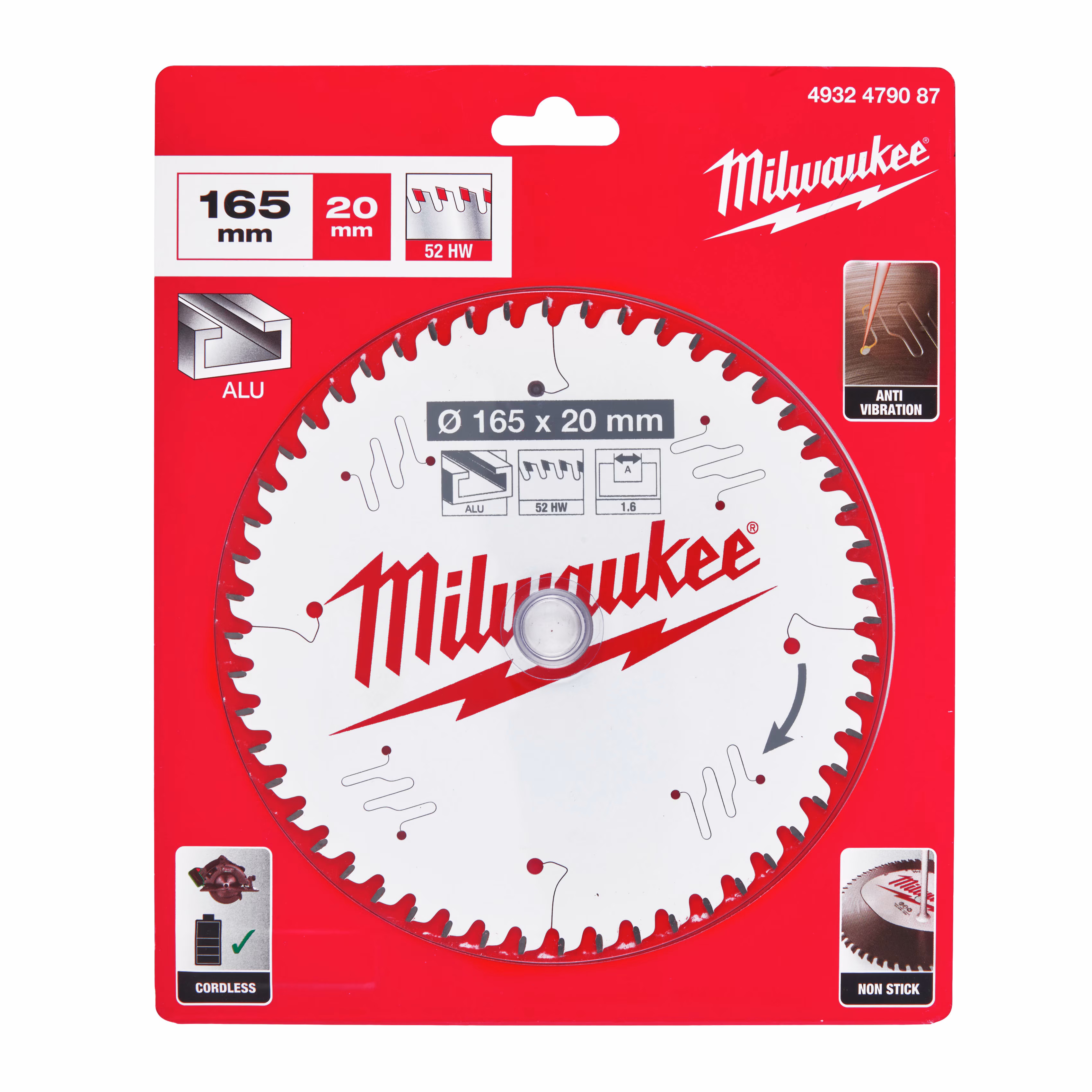Kjøp Milwaukee Sirkelsagblad for aluminium, A165x20x1,6x52 mm