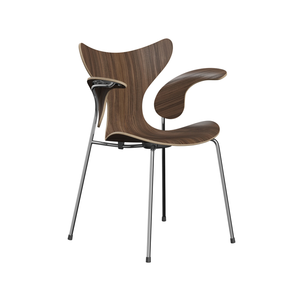 Liljan 3208 karmstol, Lacquered walnut-chrome