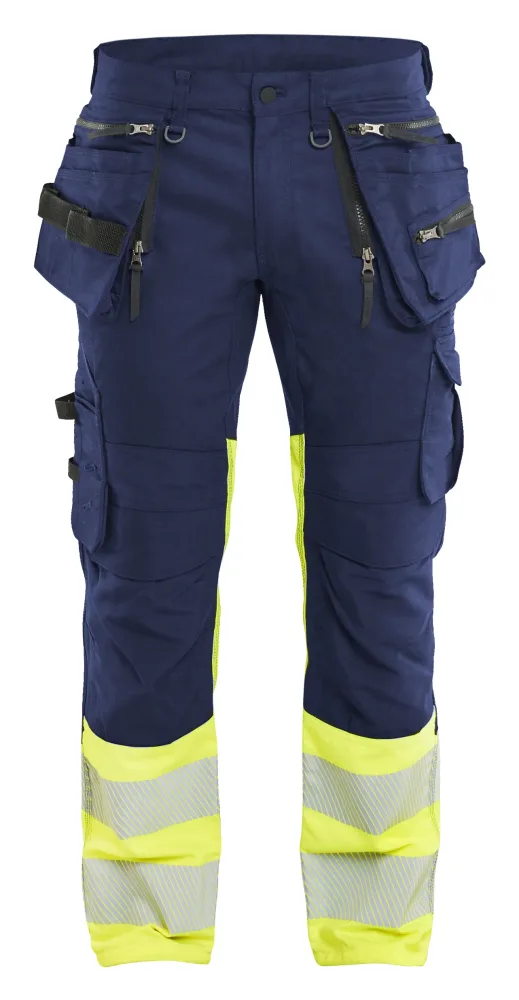 Blåkläder 113011498933C144 Arbetsbyxa varsel, marinblå/gul Marinblå/gul
