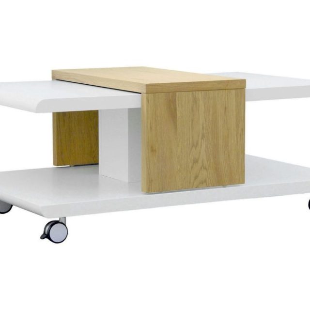 Saturnina Soffbord 110 cm med Förvaring Hyllor på Hjul