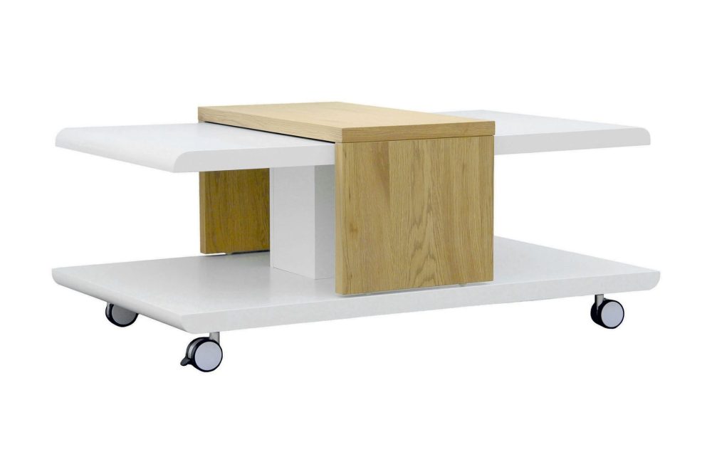 Saturnina Soffbord 110 cm med Förvaring Hyllor på Hjul