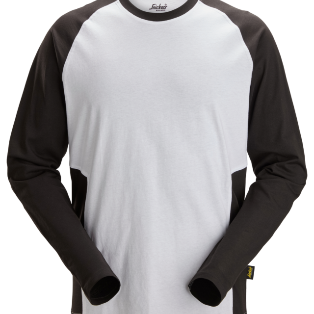 T-SHIRT LÅNGÄRMAD 2-FÄRG VIT/SVART STL 4XL