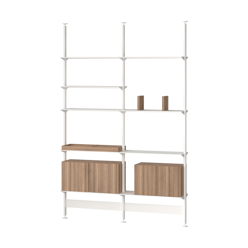 Pira G2 hyllsystem F C A White/Walnut 248-255 cm
