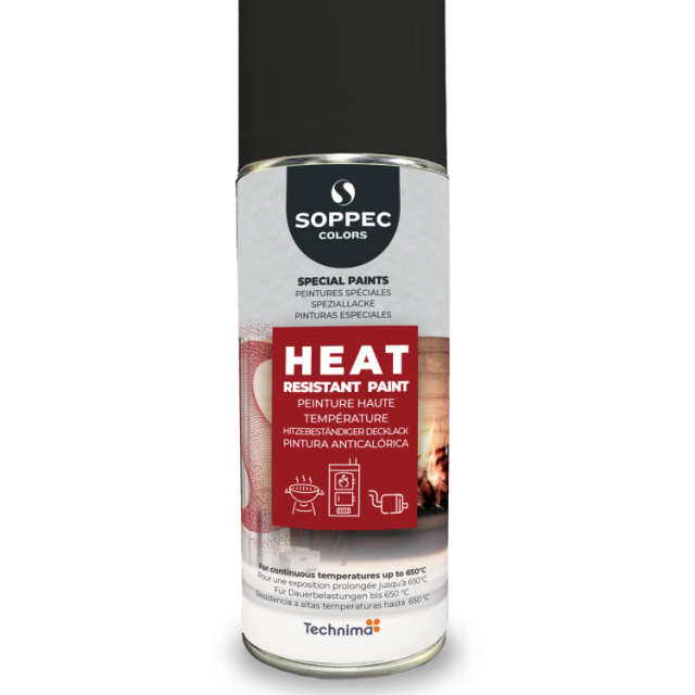 SPRAYFÄRG SOPPEC HÖG TEMP SVART AKRYL, 400ML