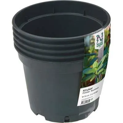Nelson Garden 5729 Plastkruka svart, Ø 17 cm, 5-pack