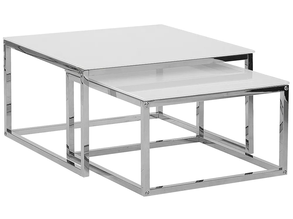 Set med 2 soffbord BREA Härdat glas Vit