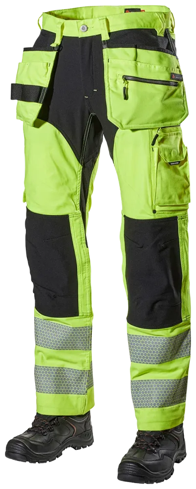 L.Brador 1072PB Arbetsbyxa hi-vis gul/svart, klass 2 D100