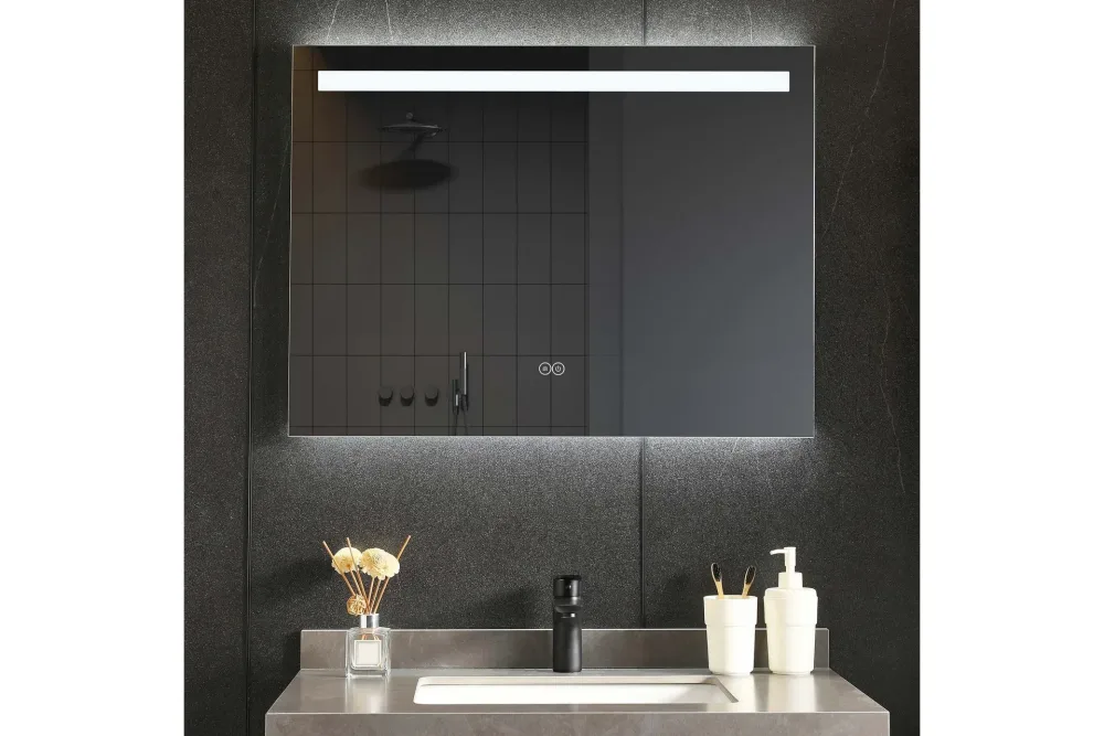 Badrumsspegel med LED-belysning & anti-fog-funktion 80x60 cm