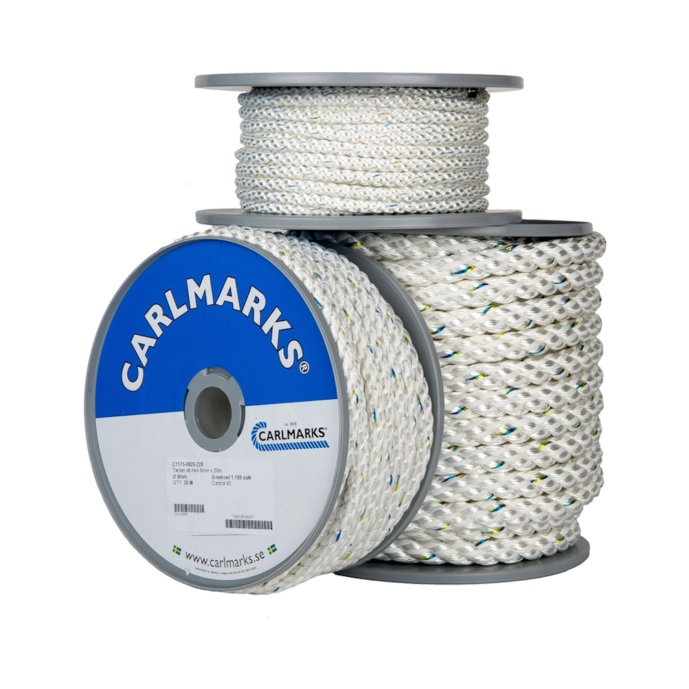 3-Slagen Tarzan 12mmx20m Polyester Vit Carlmarks