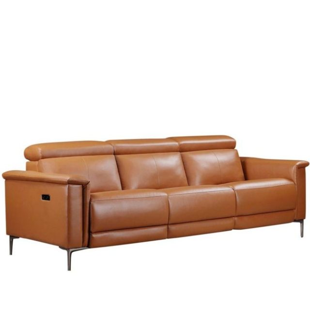 Reclinersoffa utan hörn Loft24 3-sitssoffa Lund Cognac Brun,Grå