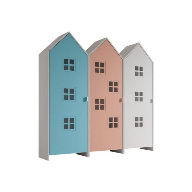 Skåp Casami Brygge 3-delad med 3 dörrar Rosa/Blå/Vit