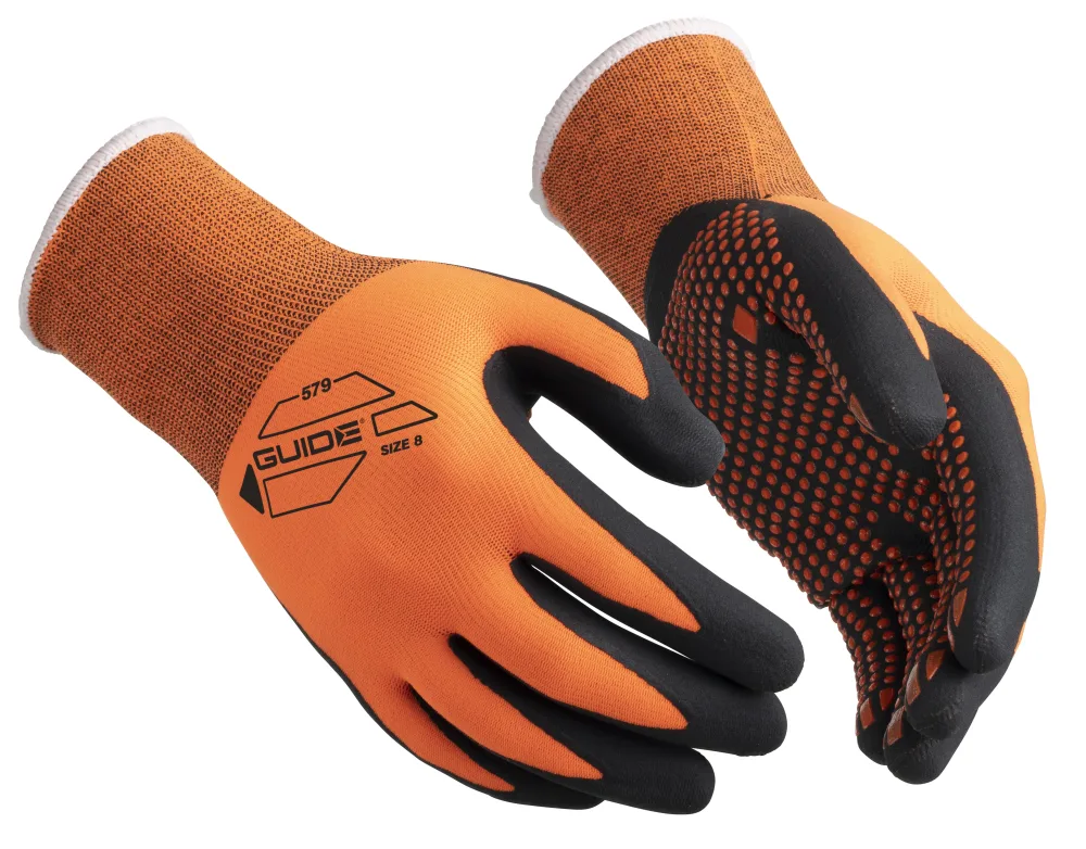 Guide Gloves 579 HP Handske nitril, Hi-Viz, nitril 10