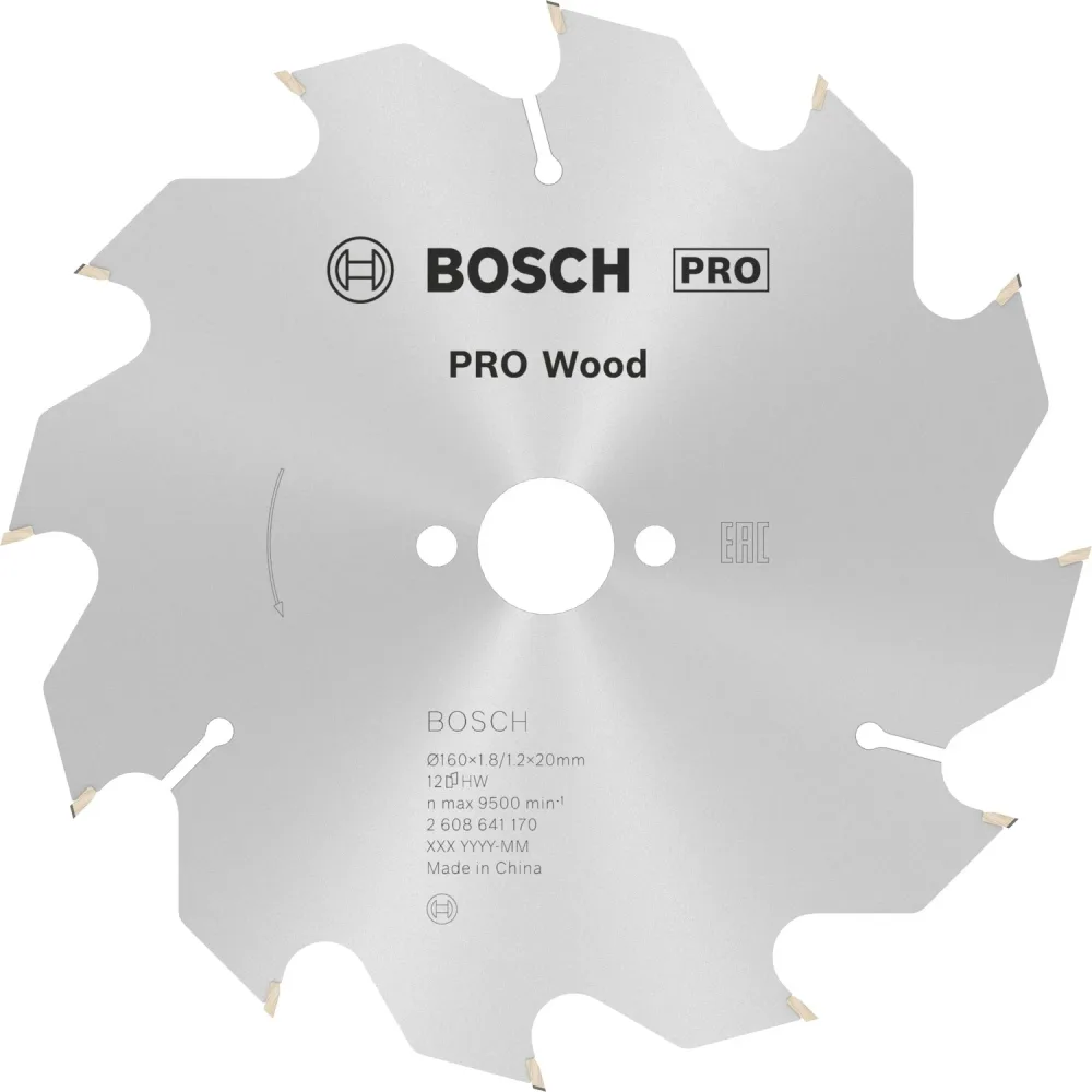 Bosch PRO Wood 2608641170 Cirkelsågklinga 160x20x1,8 mm, 12T