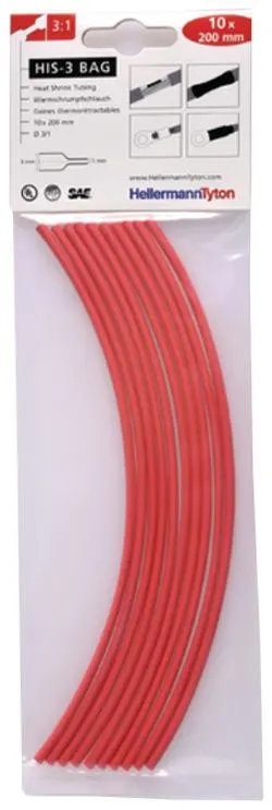 Hellermann Tyton HIS-3 Bag 3/1 Krympslang 3/1 x 200 mm, 10-pack Grå