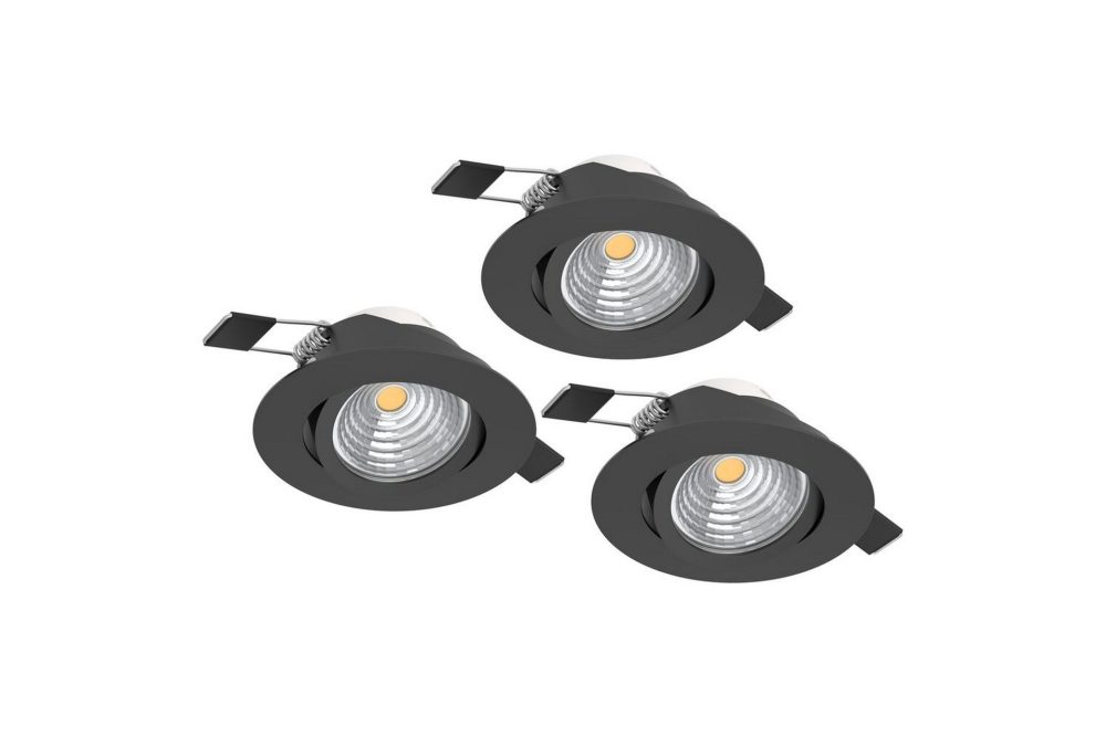 Infälld Lampa Eglo Saliceto 3 st Ø88 mm 2700K Svart