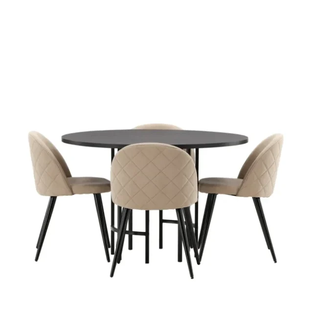 Copenhagen Matgrupp 115 cm Rund med 4 Velvet stolar