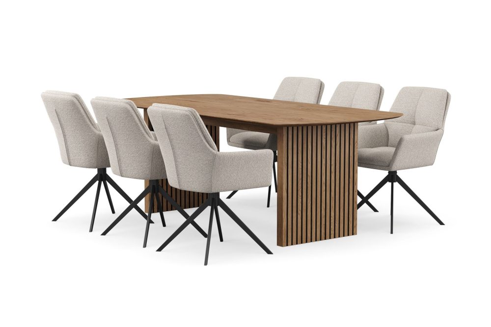 Richeto Matgrupp 210 cm med 6 Torsby Snurrstolar