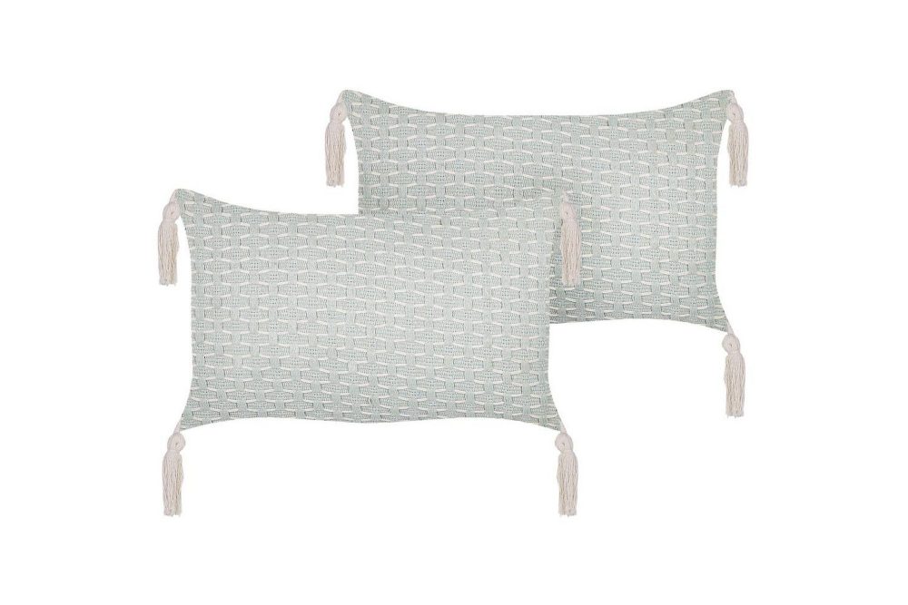 Prydnadskuddar Hakone set om 2 Grön/beige, Rektangulär