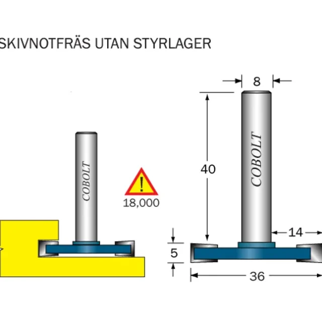 Cobolt Skivnotfräs L=5 D=36 S=8