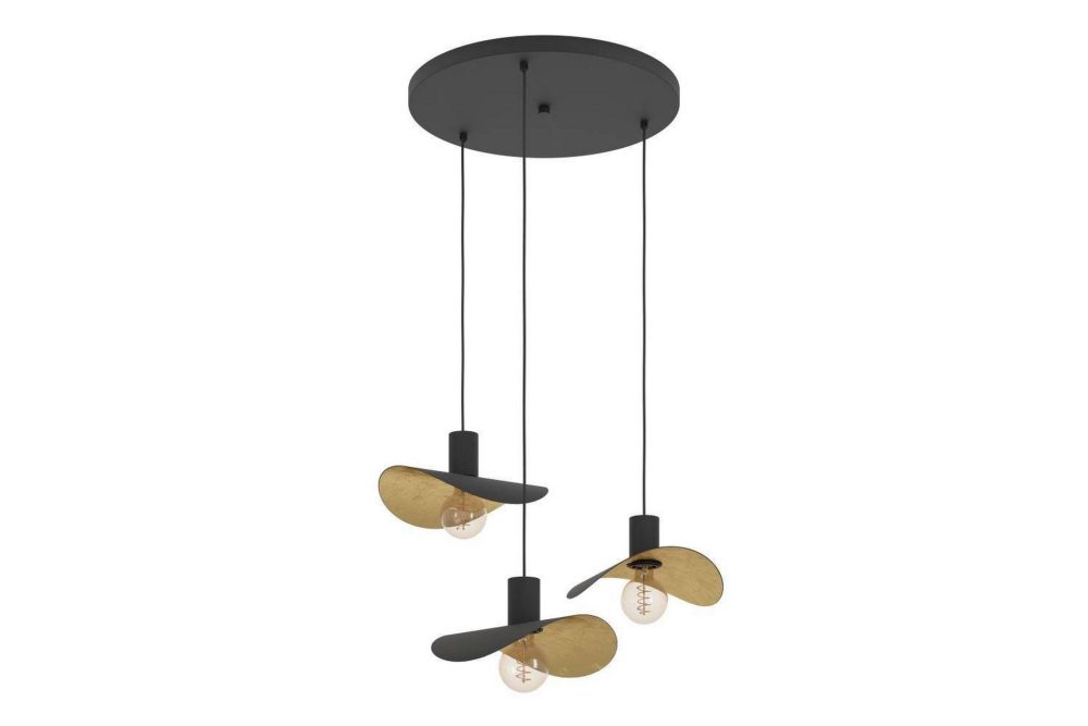 Takpendel Eglo Saceda Svart/Guld Rondell med 3 Lampor