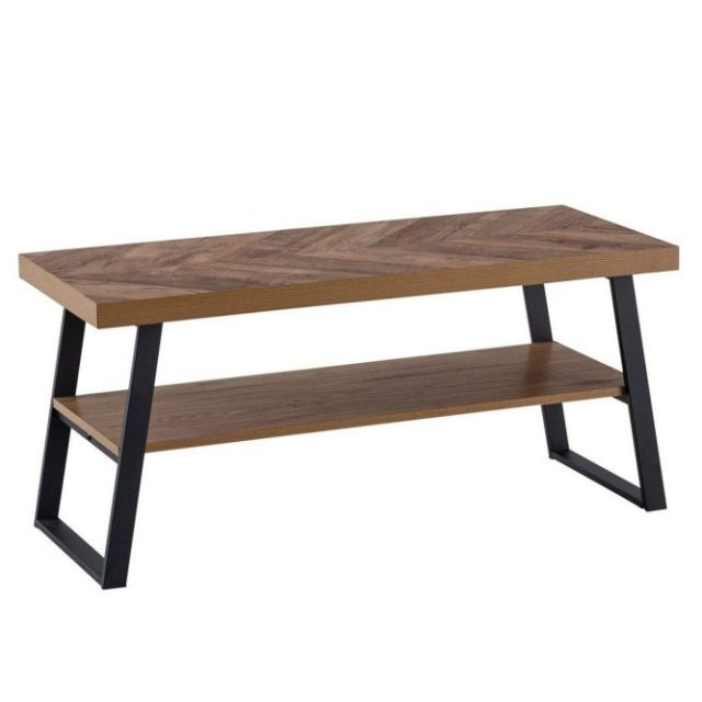 Bänk Wohnling Ekfiskbensdekor med hylla Stabil metallram Modern look