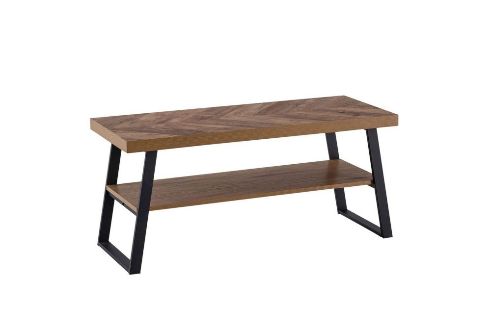 Bänk Wohnling Ekfiskbensdekor med hylla Stabil metallram Modern look