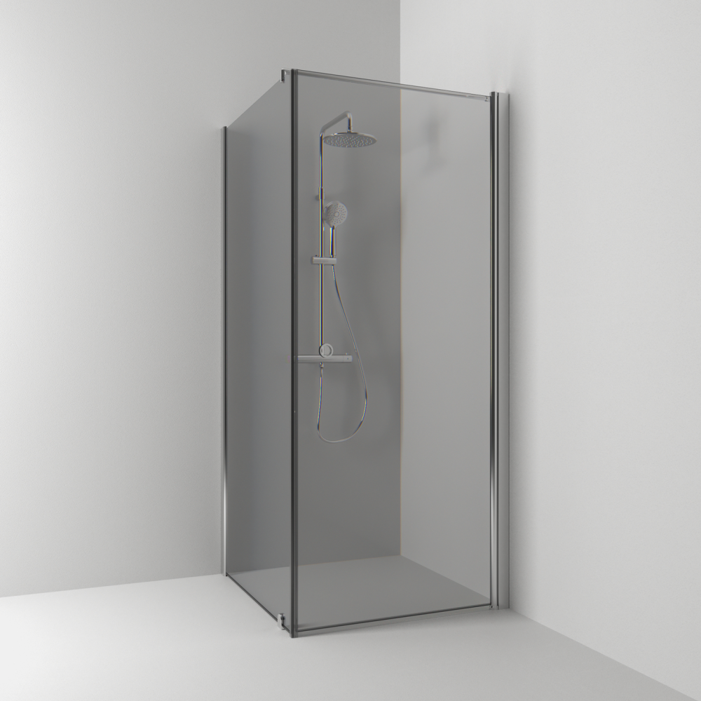 HÖRNDUSCH SVEDBERGS SKOGA RAK/FAST ALU BLANK RÖK INTHT 90X198X93CM