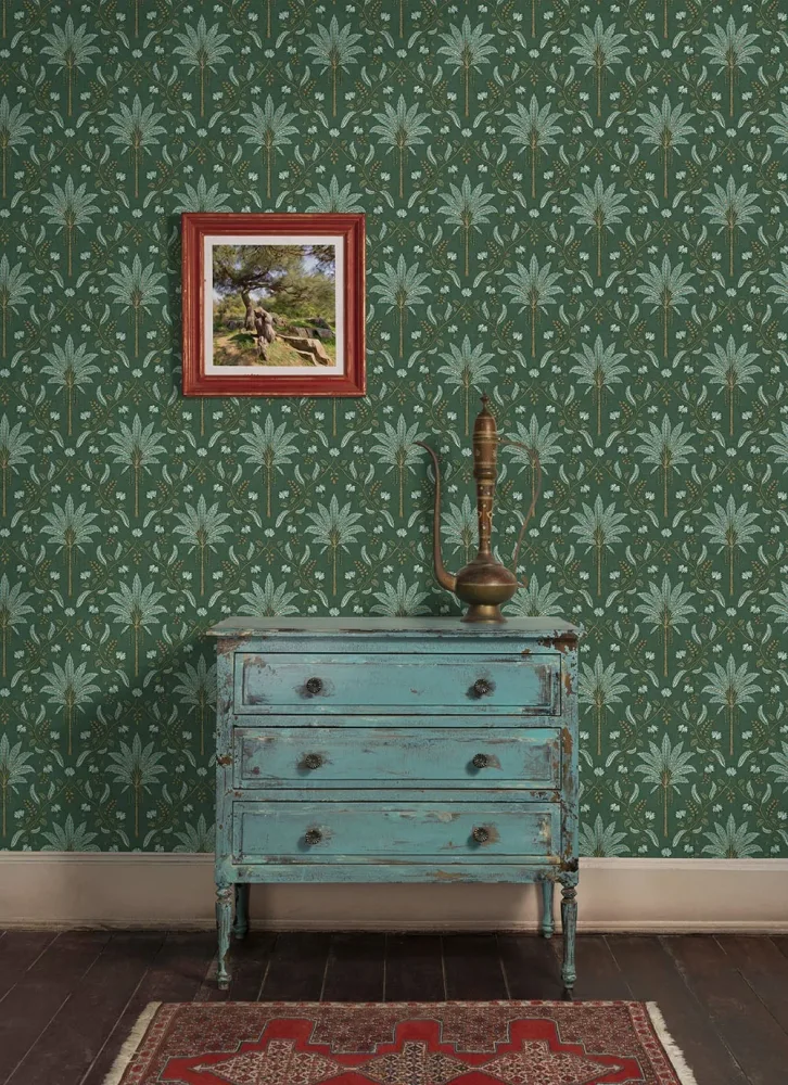 Holden Decor Journey to the East 91790 Tapet Ariara green Gul/grön/vit